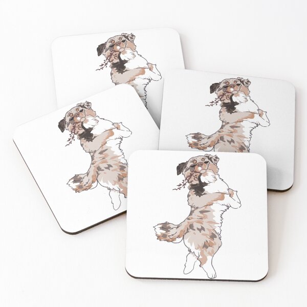 Artikelvorschau, Red Merle Aussie Springen entworfen und verkauft von Ivy Fox Illustration.