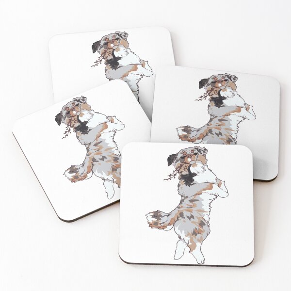 Item preview, blue Merle Aussie Jumping designed and sold by Ivy Fox Illustration.
