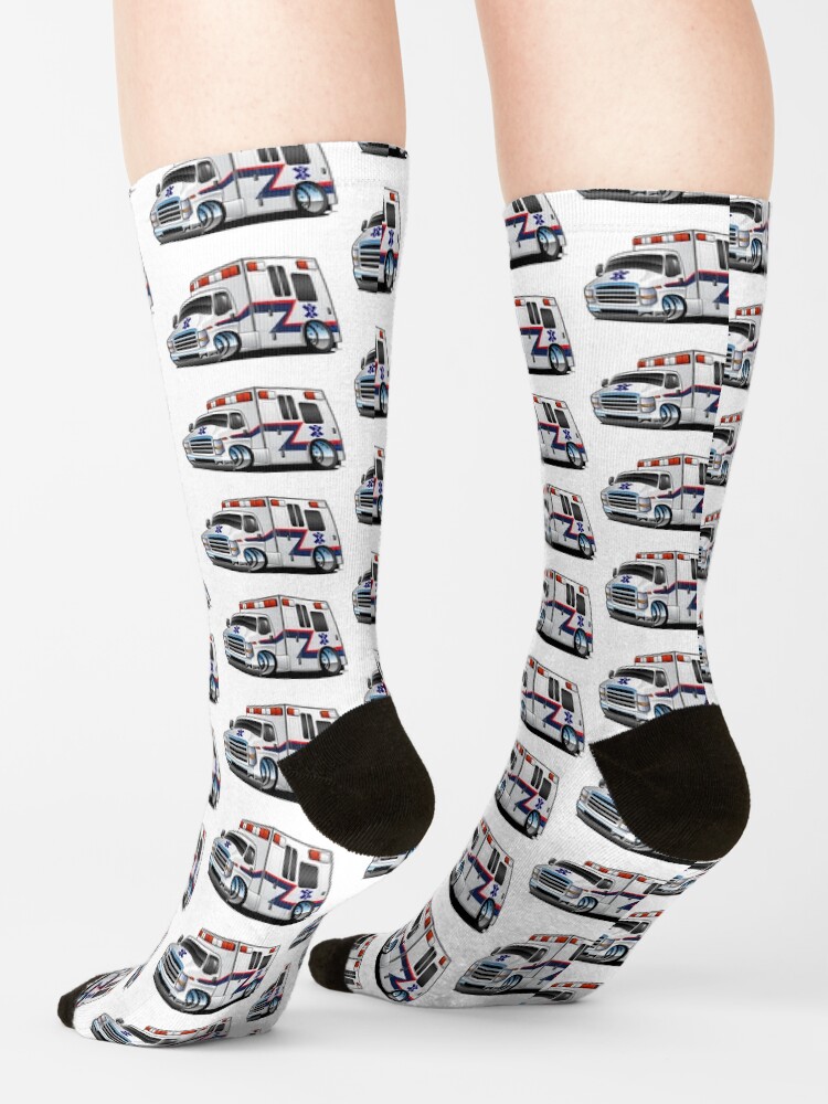 Alternate view of Paramedic EMT Ambulance Rescue Truck Cartoon Socks