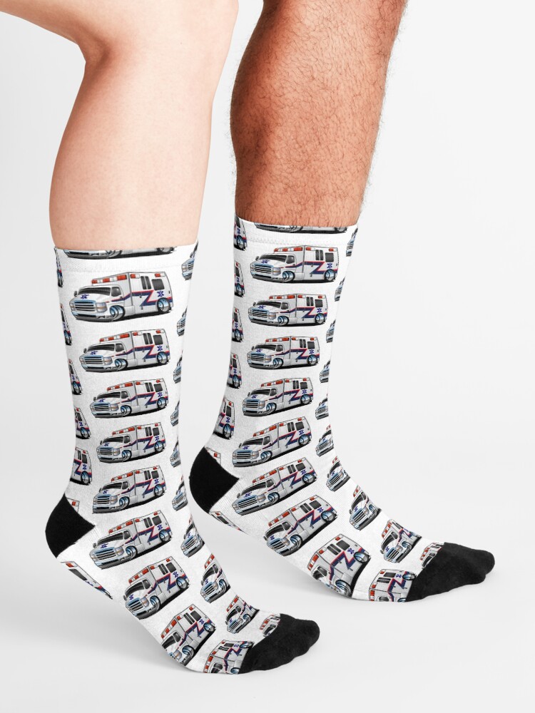 Alternate view of Paramedic EMT Ambulance Rescue Truck Cartoon Socks