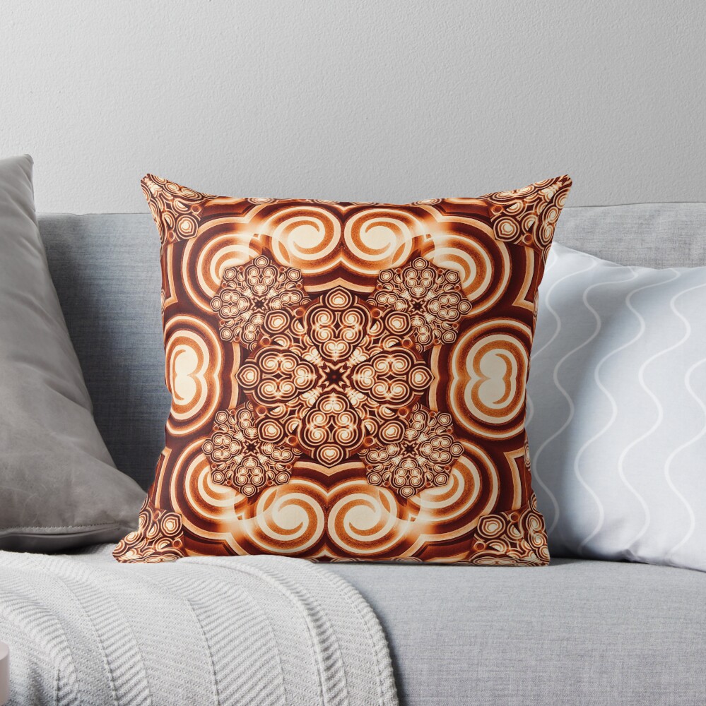 Coffee Whirls Throw Pillow