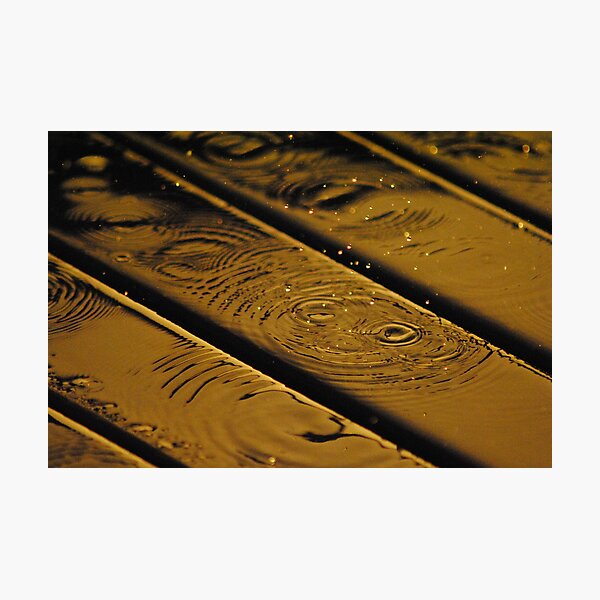 Rain drops on timber Photographic Print