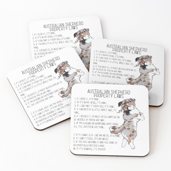 Item preview, Blue Merle Australian Shepherd’s Property Laws designed and sold by Ivy Fox Illustration.