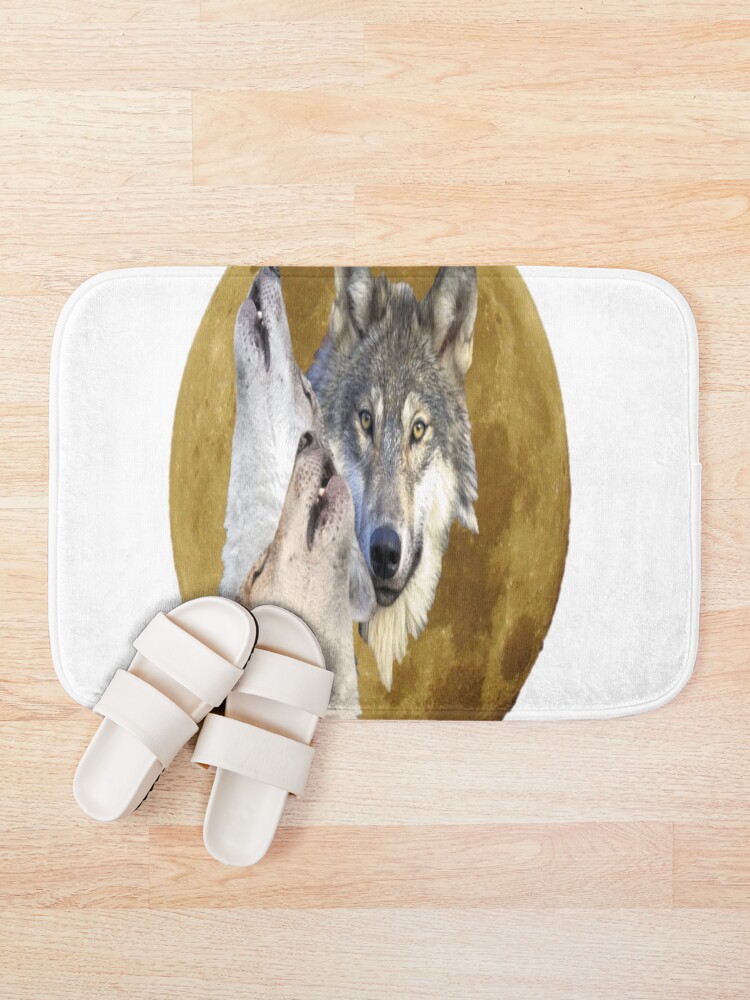 Thumbnail 1 of 6, Bath Mat, Wolves In the Moon designed and sold by pro2ozoa.