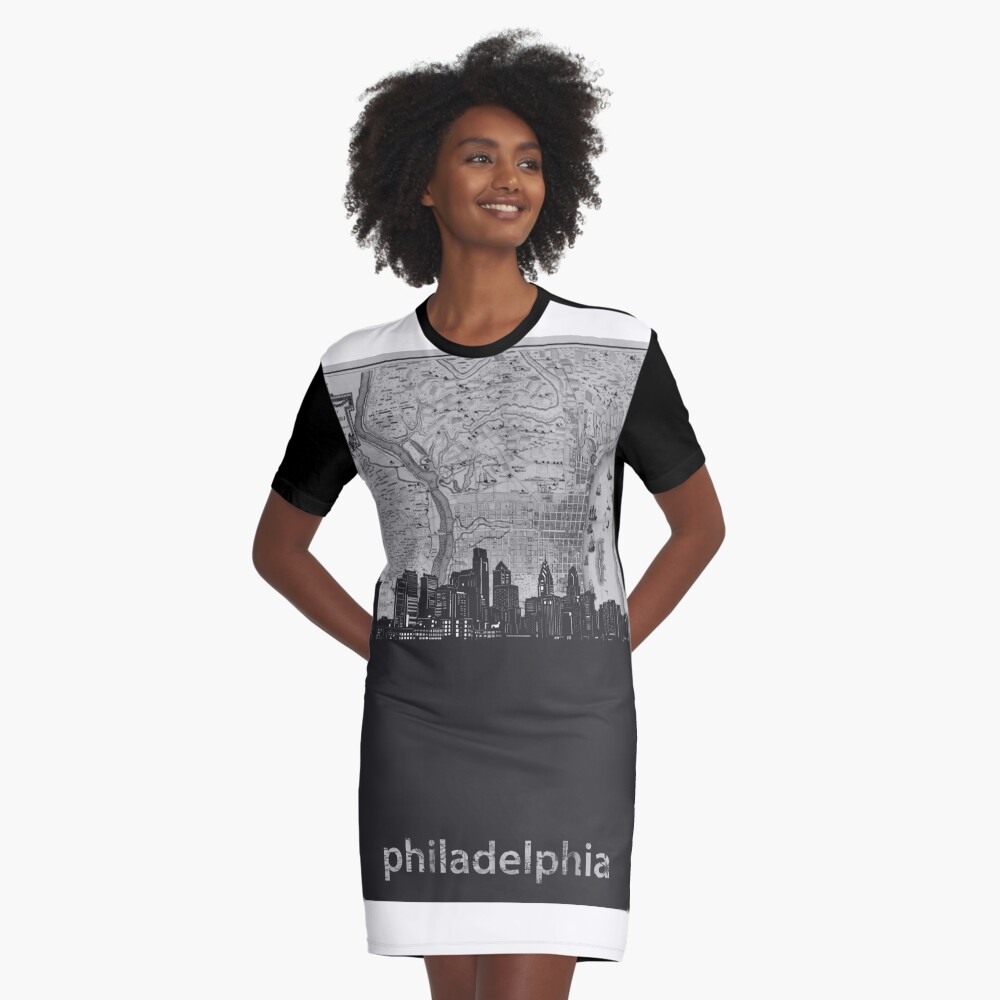 philadelphia skyline Graphic T-Shirt Dress