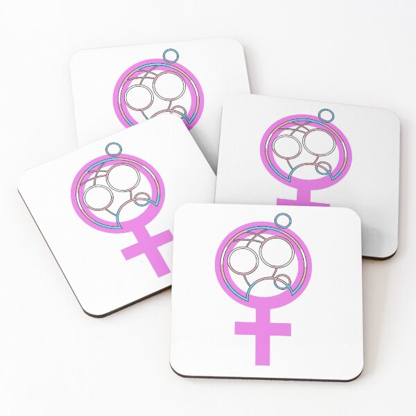 Item preview, Gallifreyan circular: mujer, con símbolo de Venus y bandera trans designed and sold by FireLemur.