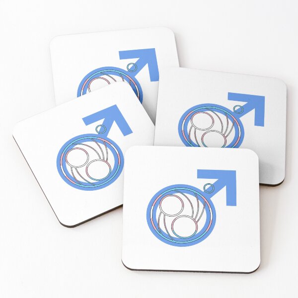 Item preview, Circular Gallifreyan: Man, with Mars symbol and trans flag designed and sold by FireLemur.