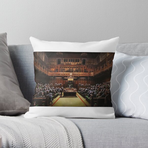 Banksy Monkey Parliament Throw Pillow