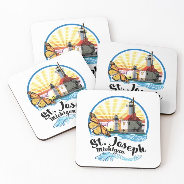 Item preview, St. Joseph Michigan USA Lighthouses on North Pier and Monarch Butterfly designed and sold by SunNoonPark.