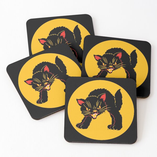 Item preview, Vintage Retro Fraidy Black Cat designed and sold by Pink Pineapple Works.