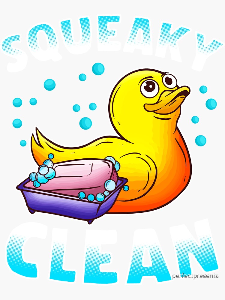 "Cute Squeaky Clean Rubber Duck Bath Time Duckling" Sticker by
