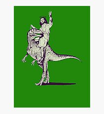 Jesus Riding Dinosaur Photographic Print