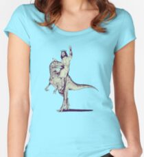 Jesus Reitdinosaurier Tailliertes Rundhals-Shirt