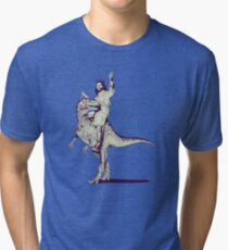 Jesus Riding Dinosaur Tri-blend T-Shirt