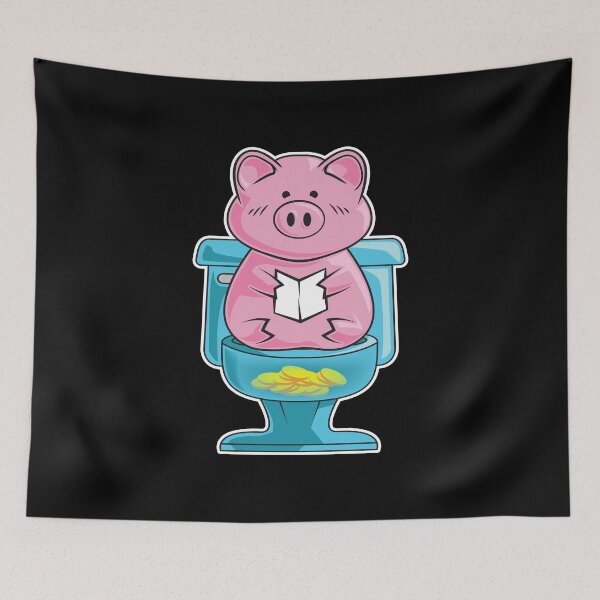 Item preview, Funny Pig On Toilet Piggy Bank Potty Training Pun designed and sold by perfectpresents.