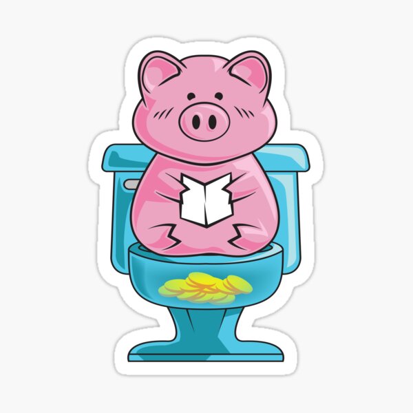 Item preview, Funny Pig On Toilet Piggy Bank Potty Training Pun designed and sold by perfectpresents.