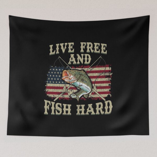 Item preview, Live Free and Fish Hard Patriotic Fishing USA designed and sold by perfectpresents.
