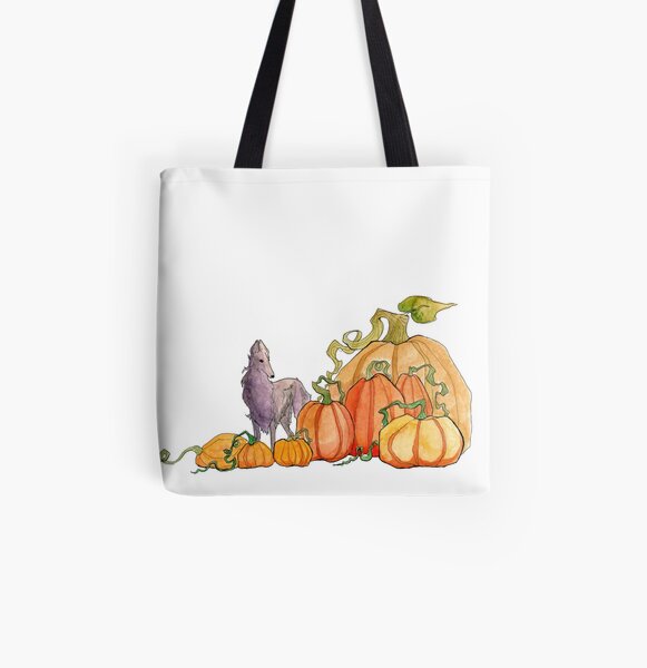 Borzoi and Giant Pumpkins All Over Print Tote Bag