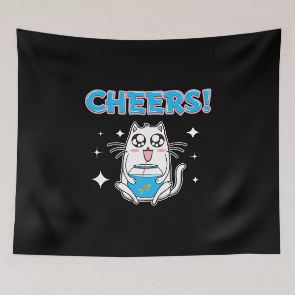 Item preview, Cute Cheers Cat Drinking Fishbowl Beer Drinker designed and sold by perfectpresents.