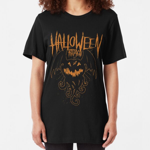 Halloween Fhtagn - Orange Edition - Eldritch Dreamer - Lovecraftian Cthulhu Mythos Wear Slim Fit T-Shirt