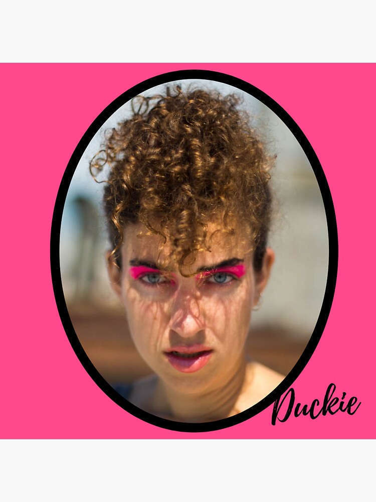 Thumbnail 3 of 3, Sticker, Duckie classic pin-up in pink designed and sold by ProfessorDuckie.