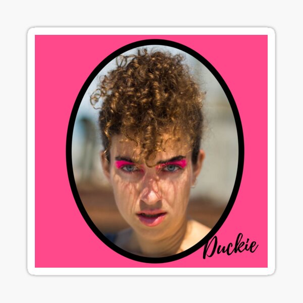 Duckie classic pin-up in pink Sticker