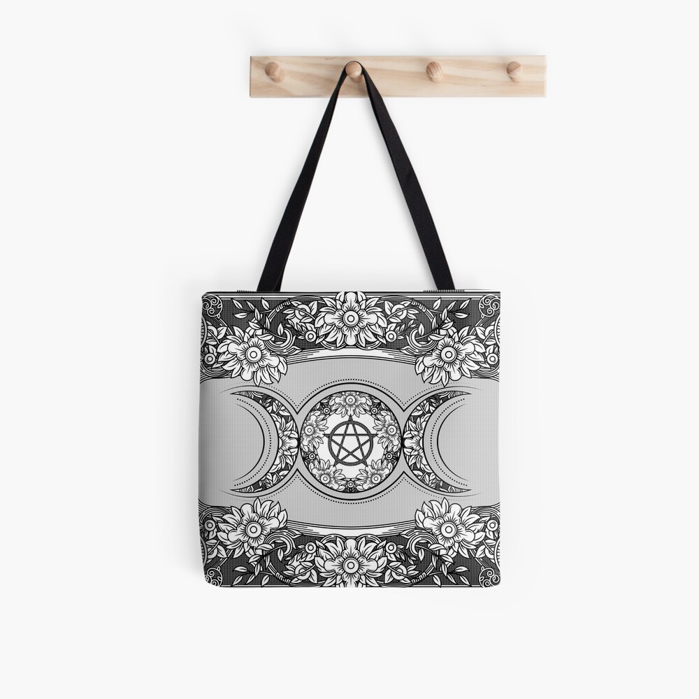 Triple Moon Goddess with triskele and tree of life' Tote Bag