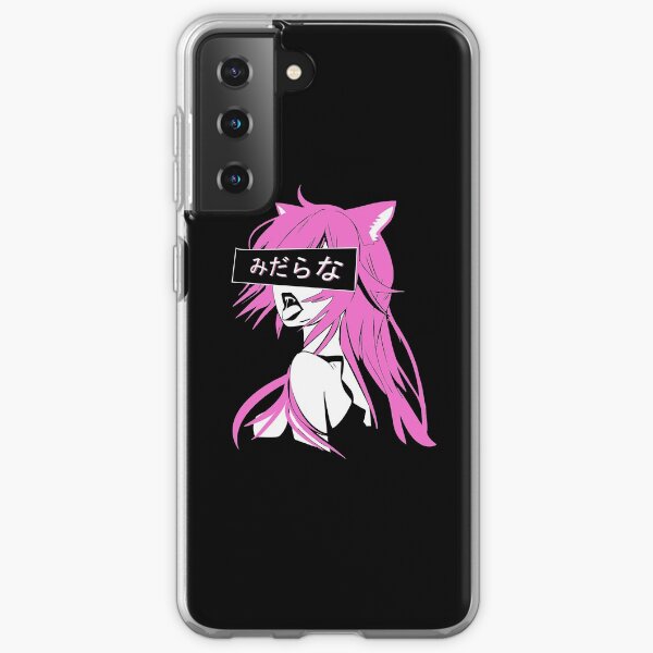 Lewd Neko Cat Girl with Pink Hair Anime Lover Gift Samsung Galaxy Soft Case