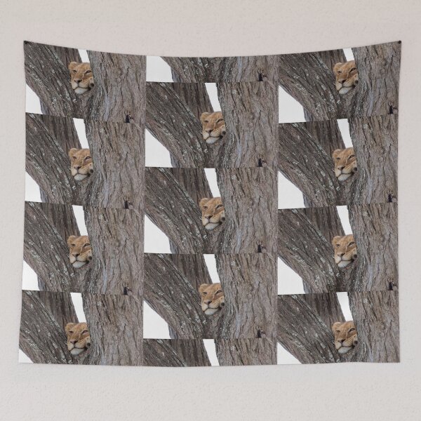 Item preview, Young Masai Lion (Panthera leo massaica) on a Tree designed and sold by Yair Karelic.
