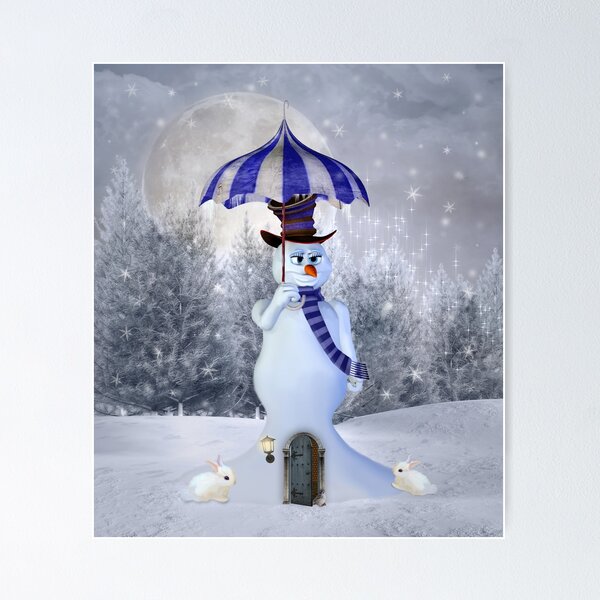 Item preview, Surreal snowman with an umbrella designed and sold by Ellerslie.