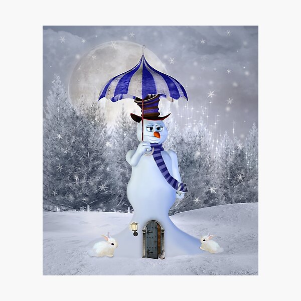 Item preview, Surreal snowman with an umbrella designed and sold by Ellerslie.