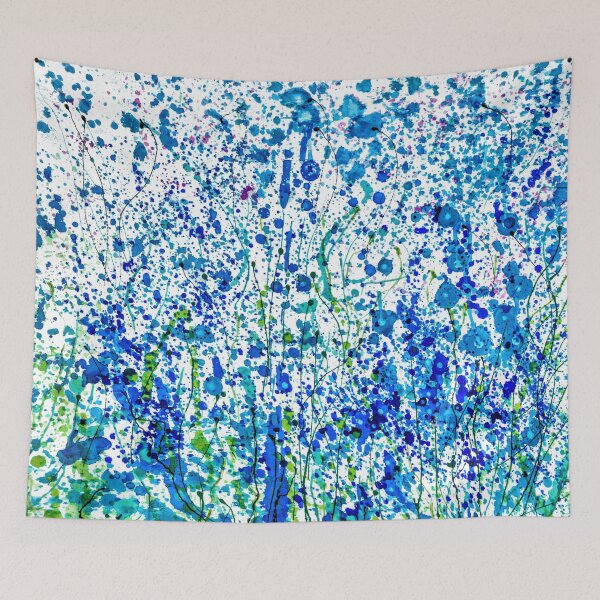 Item preview, In the Heart of Summer: Splattered Blue! Transparent Floral Abstract designed and sold by Rocky Mountain Artistry.