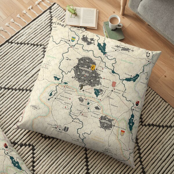 The Midderlands Hex Map (Parchment Version) Floor Pillow