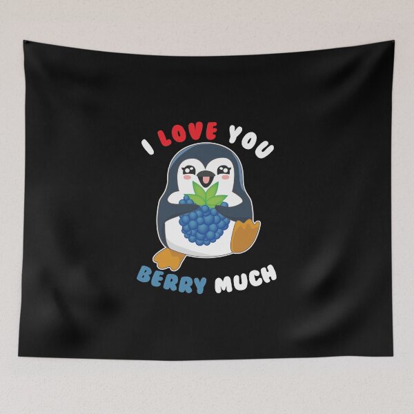 Item preview, I Love You Berry Much Cute Penguin I Love You Pun designed and sold by perfectpresents.
