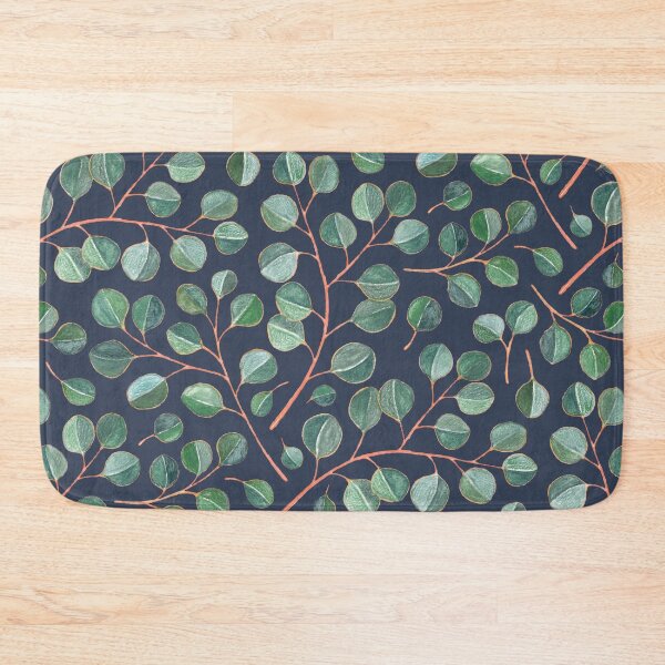 Item preview, Simple Silver Dollar Eucalyptus Leaves on Navy Blue designed and sold by micklyn.
