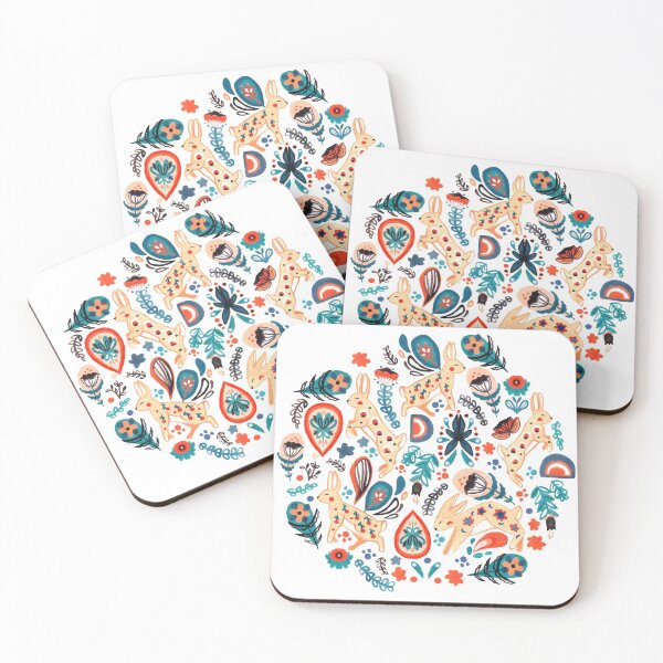 Item preview, Rabbit Folk Art Pattern  designed and sold by TigaTiga.