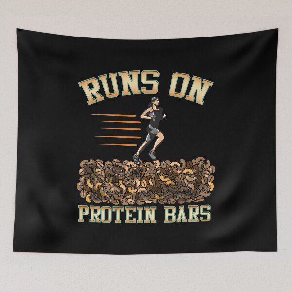 Item preview, Runs On Protein Bars Funny Cardio & Running Pun designed and sold by perfectpresents.
