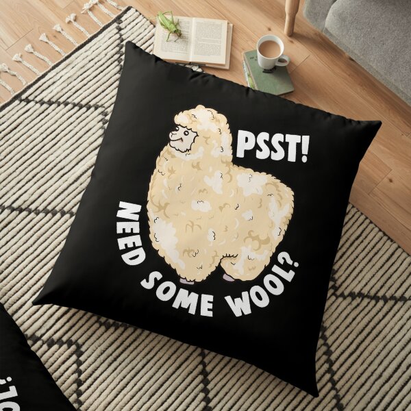 Cute Psst! Need Some Wool? Funny Alpaca Pun Animal Floor Pillow