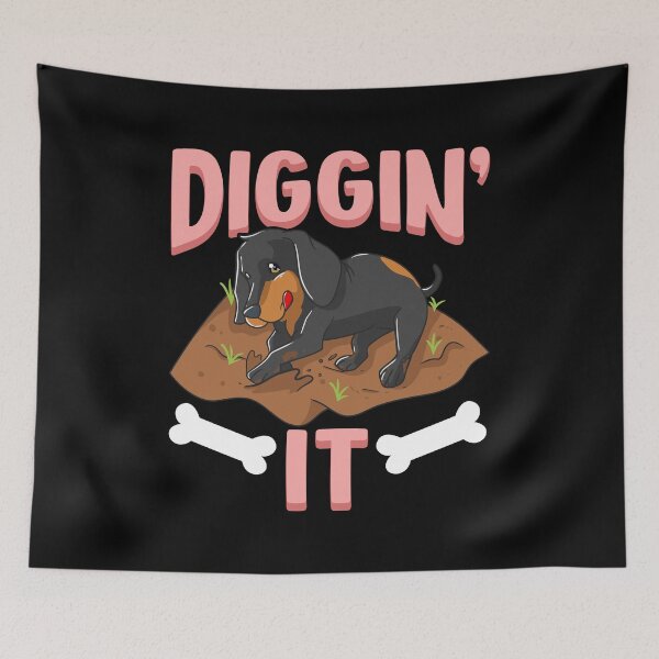 Item preview, Funny Diggin' It Cute Dachshund Pun Digging Bones designed and sold by perfectpresents.