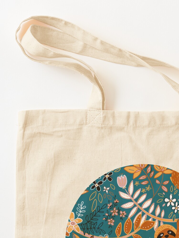 Alternate view of Happy Boho Sloth Floral Tote Bag