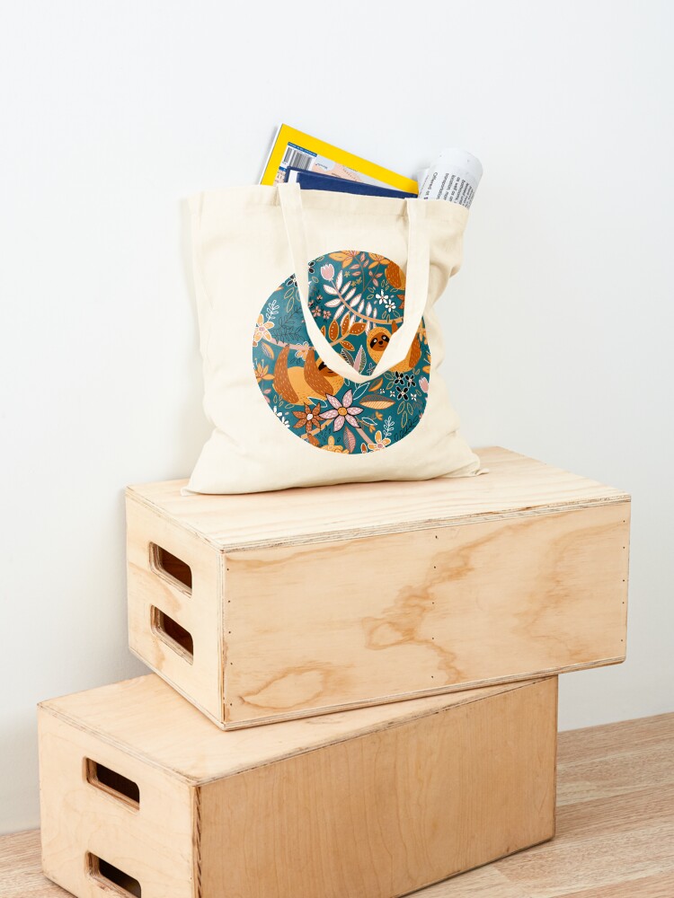 Alternate view of Happy Boho Sloth Floral Tote Bag