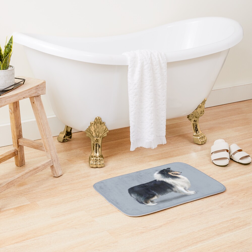 Tri Coloured Rough Collie Bath Mat