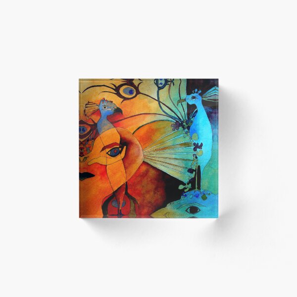 Peacock World Acrylic Block