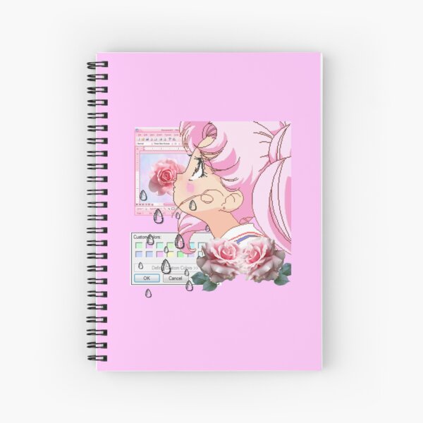 Vaporwave Chibi Moon Spiral Notebook