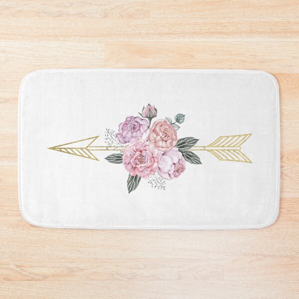Item preview, Flecha recta dorada con motivos florales en acuarela, estilo shabby boho chic designed and sold by CyanSkyDesign.