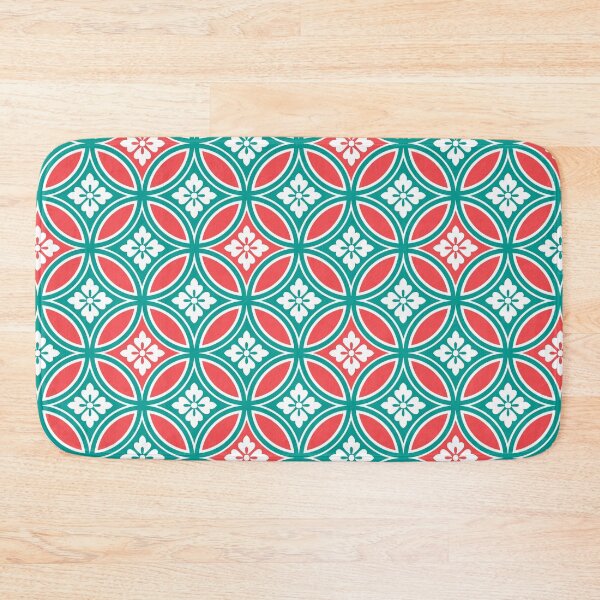 Item preview, Shippo with Flower Motif, Turquoise & Coral Orange  designed and sold by Marymarice.