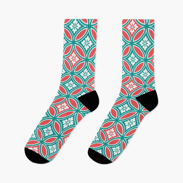 Item preview, Shippo with Flower Motif, Turquoise & Coral Orange  designed and sold by Marymarice.