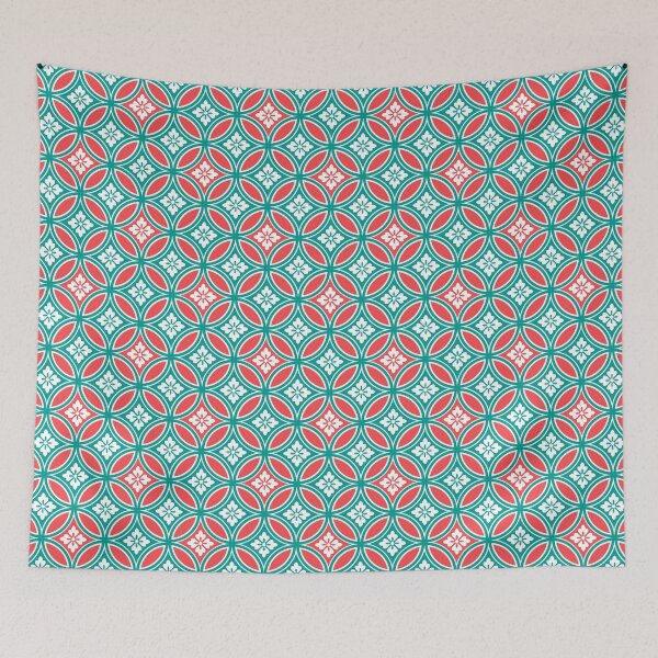 Item preview, Shippo with Flower Motif, Turquoise & Coral Orange  designed and sold by Marymarice.