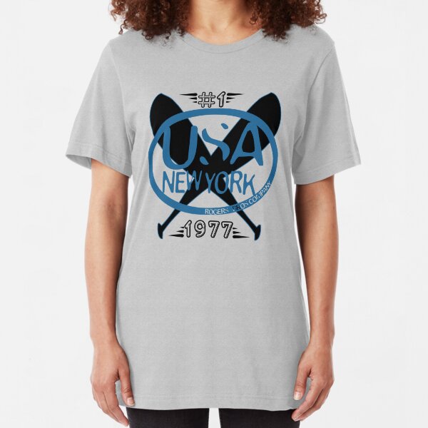 usa new york baseball tshirt by rogers bros Slim Fit T-Shirt