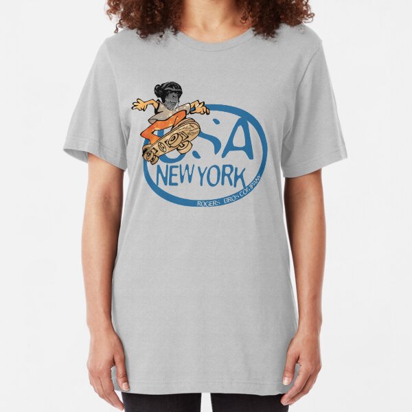 usa new york tshirt skater by rogers bros co Slim Fit T-Shirt